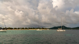 Sandy Island, Carriacou, on an overcast day in Grenada