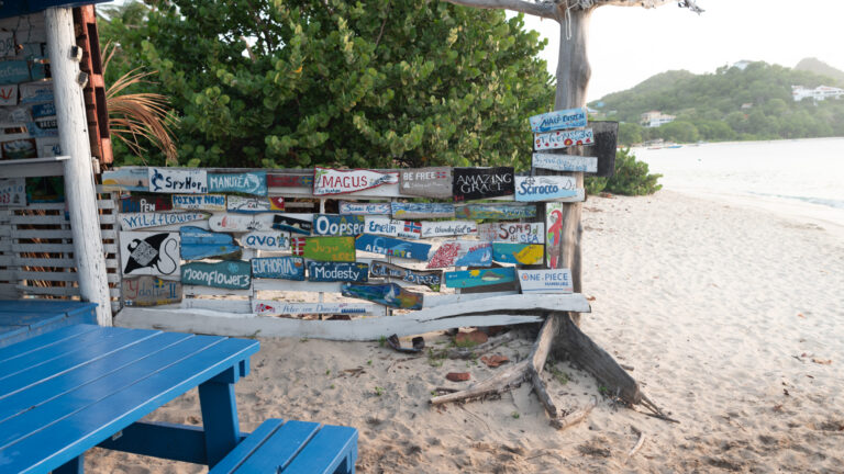 Boat signs at Paradise Beach