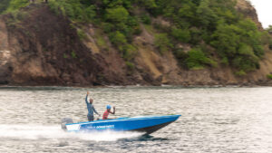 Speeding powerboat
