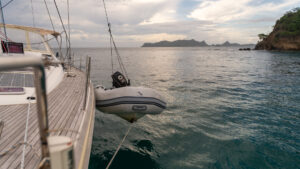 Dinghy up out of the water
