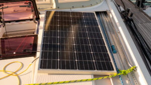 Solar panel resting on deck