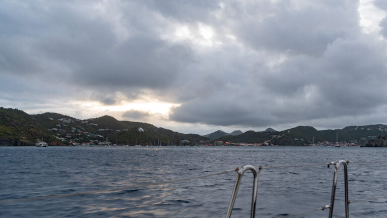 Sailing by Gustavia in the morning
