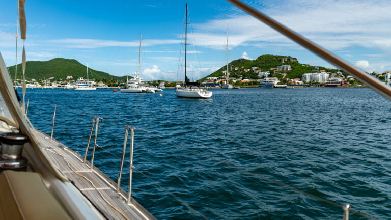 Empty anchorage in the Simpson Bay Lagoon