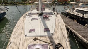 Cleaned teak and deck