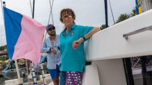 Marguerite on flags during the dry run