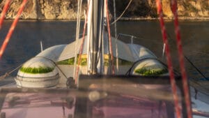 Dinghy on deck