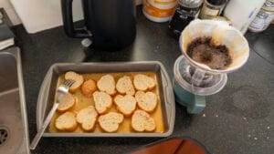 French toast soaking