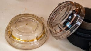 Cracked cover on the left