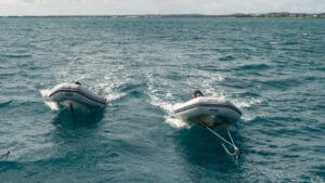 Towing two dinghies